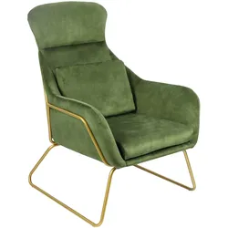 Relaxsessel Samtvelours Grün Sessel Polstersessel Ohrensessel Loungesessel