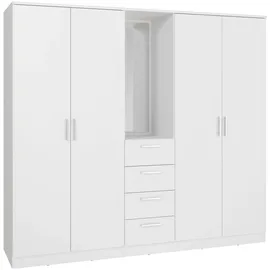 Forte Drehtürenschrank 199 x 181 x 52,7 cm Weiß