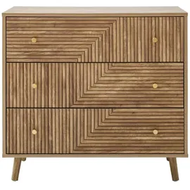 CaliCosy Kommode mit 3 Schubladen 80 x 75 x 40 cm Braun