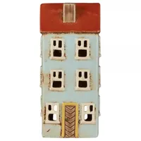 Ib laursen Keramikhaus Nyhavn hellblau mit gelber Tür, in