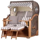 bene living bene,iving Strandkorb Komplettset Königssee Teak Bullauge PE Grau Modell 513