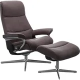 Stressless Stressless® »View«, (Set, Relaxsessel mit Hocker), mit Hocker, mit Cross Base, Größe S, M & L, Holzakzent Schwarz