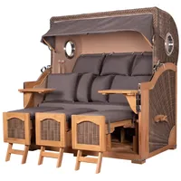 Bene living Strandkorb Komplettset Ammersee Grande XXL Teak Bullauge