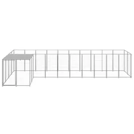 vidaXL Hundezwinger 2,2 m x 5,5 m x 1,1 m Stahl Silber