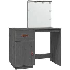 vidaXL Schminktisch mit LED Grau 95x50x133,5 cm Massivholz Kiefer