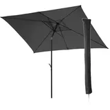 Svita Sonnenschirm Set 3x2m Balkonschirm rechteckig mit Sonnenschutz Matt Schutzhülle Dunkelgrau/Schwarz