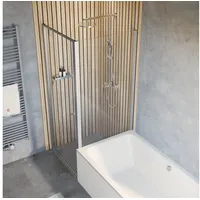 Schulte Duschkabine Drehtür Inkl. Verkürzte Seitenwand Trend 2.0, Glas: 6 Mm Sicherheitsglas Klar Hell, Profil: Alu Natur, Größe: 90 X 90 X 200 Cm - Schulte