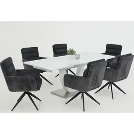 HELA Tische Hela Tische, 2er Set Eszimmerstuhl Armlehne Leandra, Bezug Wildleder-Optik Anthrazit, XL-Breite, Federkorb, 180° drehbar