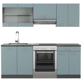 Vicco Küchenzeile R-Line Solid Anthrazit Blau Grau 200 cm modern Küchenschränke Küchenmöbel