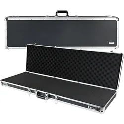HMF 14405-02 Alu Waffenkoffer für Gewehre mit Rasterschaumstoff, 117 x 36 x 12 cm, Schwarz