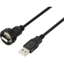 TRU Components USB 2.0-Kabel mit USB-A-Stecker auf IP67-USB-A-Stecker, 0,5m TC-E13T-MU2-MWA/NWA-0.5PV-S Wasserdichtes Kunststoffkabel