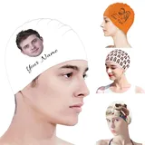 Personalisierbar Badekappe für Erwachsene,Benutzerdefinierte Badekappe mit Foto,wasserdichte Silikon-Badekappen für Strand, Schwimmbad für Damen, Herren