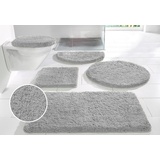 my home Badematte Sanremo, Badvorleger, Badezimmer Teppich, sehr weich, Höhe 30 mm, rutschhemmend beschichtet, fußbodenheizungsgeeignet, schnell trocknend, Polyester, rund, Badteppich, unifarben, rechteckig, rund & als 3-tlg. Set erhältlich grau rund | Ø 100 cm x 30 mm