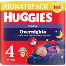 Huggies Overnight Pants Größe 4 (9-14 kg), Windeln-Monatsbox, 104 Stück (4x26), Windelhöschen für die Nacht