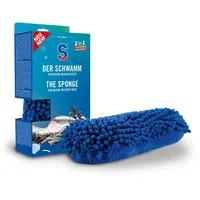 DR. WACK S100 Schwamm für Motorrad - Premium Mikrofaser - Extra sanft & saugstark - Reinigungsschwamm mit glatter Seite & Langen Chenille-Fasern - beidseitig Hochflor - Hochwertige Motorradpflege