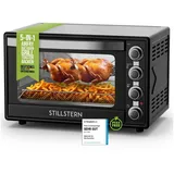 Stillstern Minibackofen MB60-MX 2G (60L) Deutsche Version, Ofenhandschuhe, Rezeptheft, Drehspieß, Timer, Innenbeleuchtung schwarz