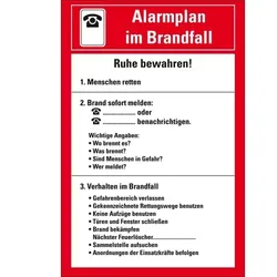 Schild I Aushang Alarmplan im Brandfall, Kunststoff, 200x300mm