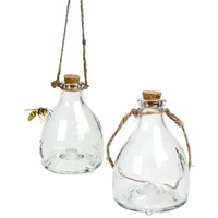 Glas Wespenfalle 2er Set, mit Aufhänger zum Stellen oder Hängen, befüllbar mit Lockstoff, chemiefrei, zur Abwehr von Insekten