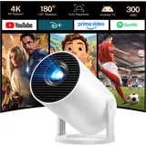 Mini Beamer 4k Heimkino Unterstützt Android 14, LYNCAST Mini projektor Tragbarer Projektor mit Bluetooth 5 & WiFi 6, 4K Unterstützung biemer für Telefon/TV Stick/HDMI/PS5/iOS