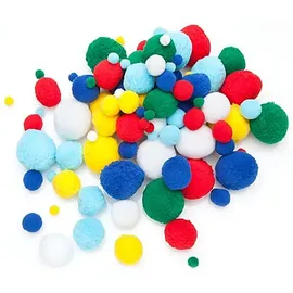 buttinette Pompons bunt 10–40 mm Ø 100 Stück