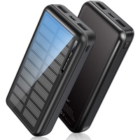 Power Bank 48000mAh, Solar Ladegerät Outdoor mit 2 Ausgängen, [USB-C-Eingänge] Solar Power Bank mit LED-Batterieanzeige Schnellladung Externer Akku für Tablet Smartphone