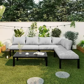 Okwish Garten-Lounge-Set 6-Sitzer grau