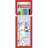 Stabilo Premium-Filzstift mit Pinselspitze für variable Strichstärken - STABILO Pen 68 brush - 8er Pack - mit 8 verschiedenen Farben