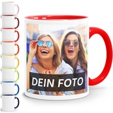 Moonworks® Fototasse, Tasse mit Foto und Text selbst gestalten, personalisierte Geschenke, Fotogeschenke rot unisize