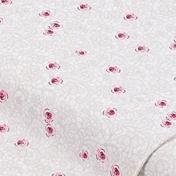 Baumwollstoff "Röschen", weiß/natur/rosa