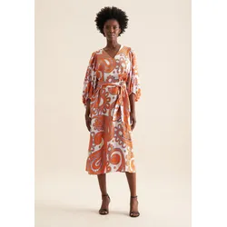 Sommerkleid »Schwarze Rose«, 3/4-Arm V-Neck Paisley, Gr. XS (34) - Normalgrößen, orange, , 30135005-34 Normalgrößen