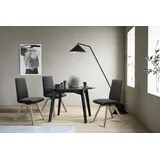 Polsterstuhl STRESSLESS "Laurel", schwarz (schwarz batick, eiche natur), B:49cm H:92cm T:59cm, Leder BATICK: BATICK ist ein leicht korrigiertes, durchgefärbtes und genarbtes Möbelleder, bei dem die meisten Unebenheiten und Spuren in der Regel entfernt wurden., Stühle, Polsterstuhl, Low Back, Größe M, mit schräggestellten Beinen in Eiche natur