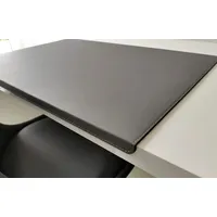 Gewinkelte Schreibtischunterlage mit Kantenschutz Echt Leder Rindsleder 90cm x 48cm Grau