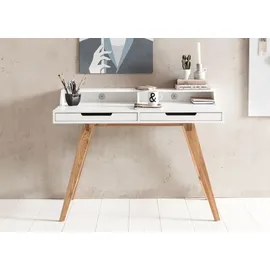Wohnling Schreibtisch weiß rechteckig, 4-Fuß-Gestell eiche 110,0 x 60,0 cm