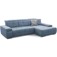 Cavadore Ecksofa Mistrel mit verstellbaren Kopfteilen, L-Form Sofa mit leichter Fleckentfernung dank Soft Clean, geeignet für Haushalte mit Kindern, Haustieren, 273 x 77 x 173, blau