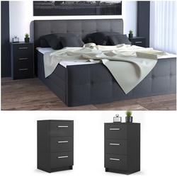 VICCO Nachtkommode Boxspringbett 2er Set Nachtschrank Nachttisch Kommode schwarz