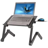 WonderWorker Einstein Laptop-Tisch höhenverstellbarer Tablet-Tisch klappbarer Laptop-Ständer mit 2 USB-Lüfter Aluminium, Schwarz