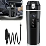 500ml Auto-Heizbecher, 12V/24V Auto Wasserkocher mit LCD-Anzeige, 45-100W Tragbare Heizung Reise Wasserkessel mit temperatureinstellung, Schnell kochende Flasche, Anti-Trockenbrand-Schutz