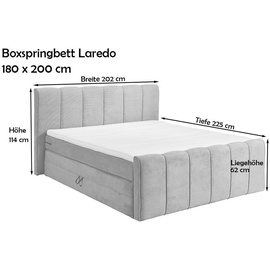 ED-Lifestyle ED Lifestyle Laredo Boxspringbett Holzwerkstoff/Tonnentaschenfederkern H2 180x200 cm inkl. zwei Bettkästen, beige