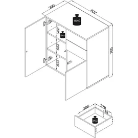 VCM my office Kommode Dalosa, 920389 grau 70,2 x 39,0 x 76,5 cm