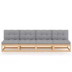 4-Sitzer-Sofa mit Kissen Kiefer Massivholz
