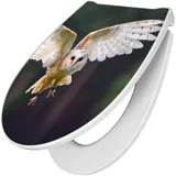Banjado Premium Toilettendeckel Mit Absenkautomatik WC-Sitz Soft Close Hygienischer Klodeckel Duroplast Mit Motiv Schleiereule