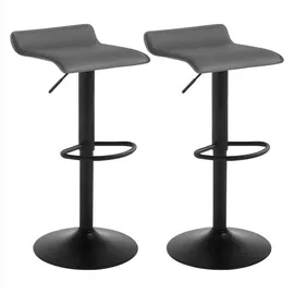 Woltu Barhocker 2er Set, Barstuhl, Tresenhocker Bistrohocker Designer Hocker, höhenverstellbar drehbar, Kunstleder Stahl, Grau - Woltu