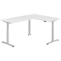 bümö Eckschreibtisch elektrisch höhenverstellbar Weiß / Silber