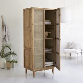 Tikamoon Schrank Pinienholz/Rattangeflecht 200 cm beige