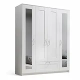 SchlafKONTOR Drehtürenschrank Lepini 156 x 191 x 50 cm Weiß
