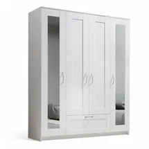 SchlafKONTOR Drehtürenschrank Lepini 156 x 191 x 50 cm Weiß