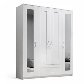 SchlafKONTOR Drehtürenschrank Lepini 156 x 191 x 50 cm Weiß