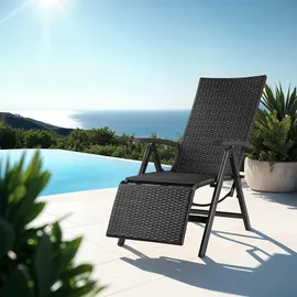 Tectake Rattanstuhl Brisbane 58 x 77 x 113 cm schwarz