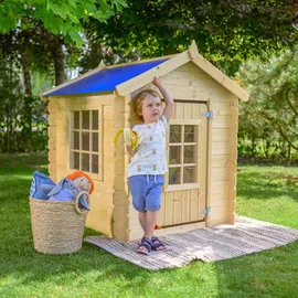 TIMBELA Spielhaus M570M-1 Blau/Natur