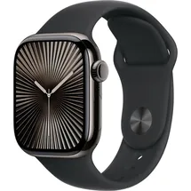 Apple Watch Series 10 GPS + Cellular 42 mm Titangehäuse schiefer Sportarmband schwarz S/M